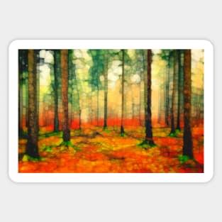 Light in the autumn woods Sticker